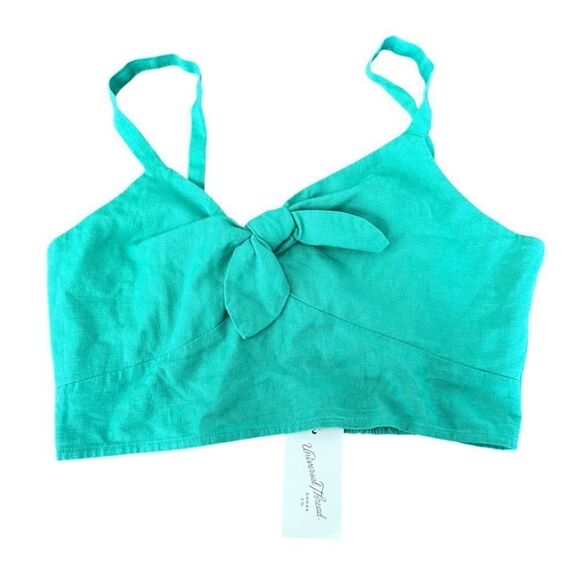 Universal Thread Tie-Front Cropped Tank Top Green Medium NWT - Picture 3 of 6